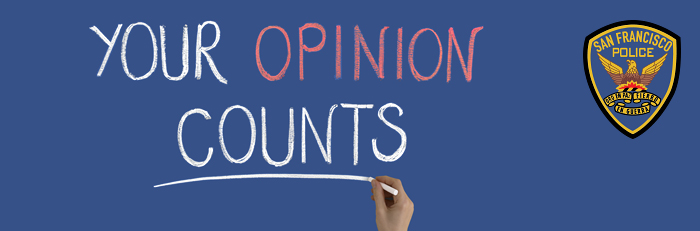 SFPD your opinion counts website survey header
