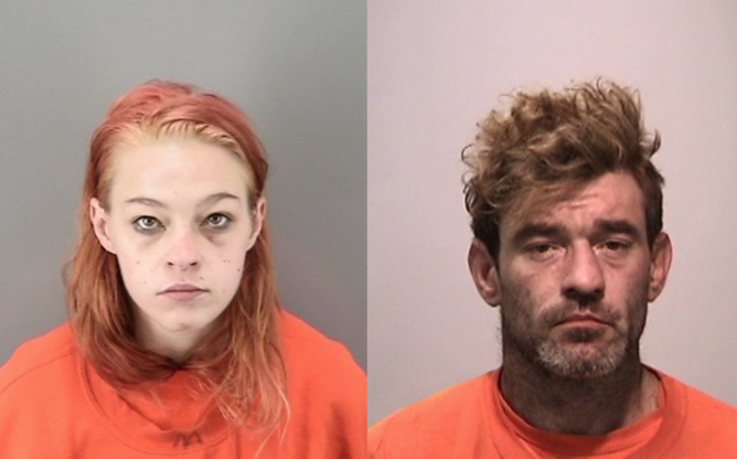 booking photo of female and male suspect
