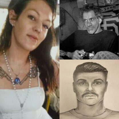 Image of cold case homicide victims along with sketch of potential person of interest
