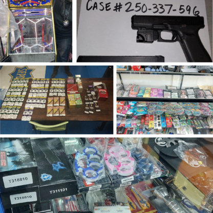 Image of firearm and gambling machines seized from Tenderloin liquor store.